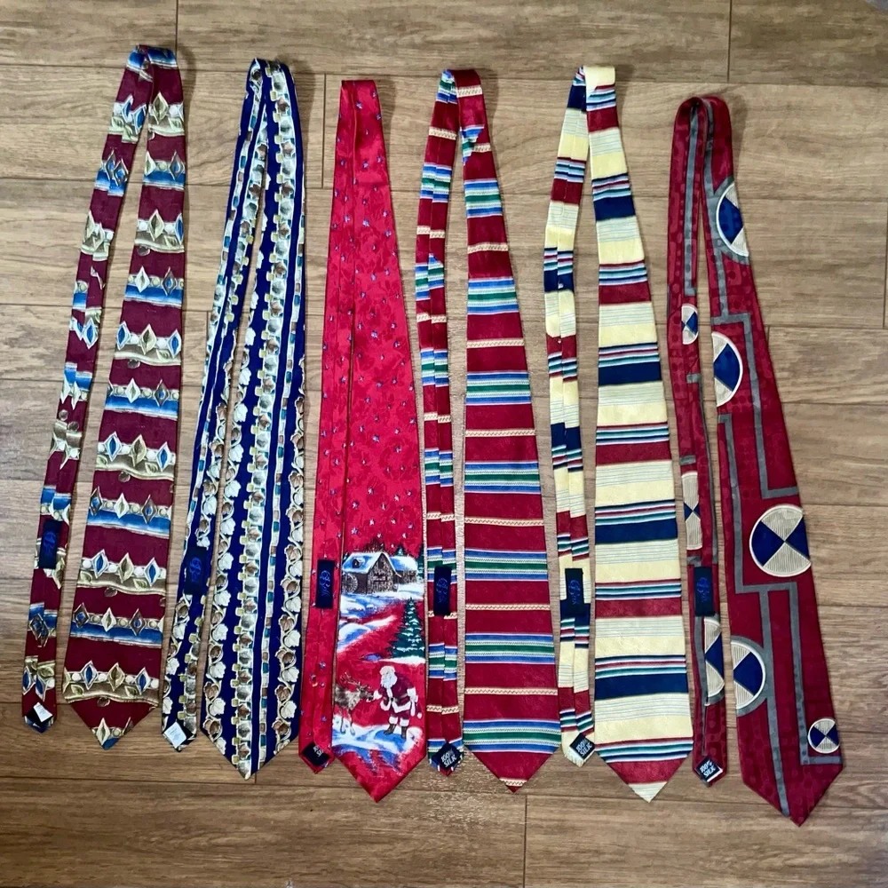 Lot 6 silk ties Oscar De La Renta craft unique classy - Picture 1 of 7